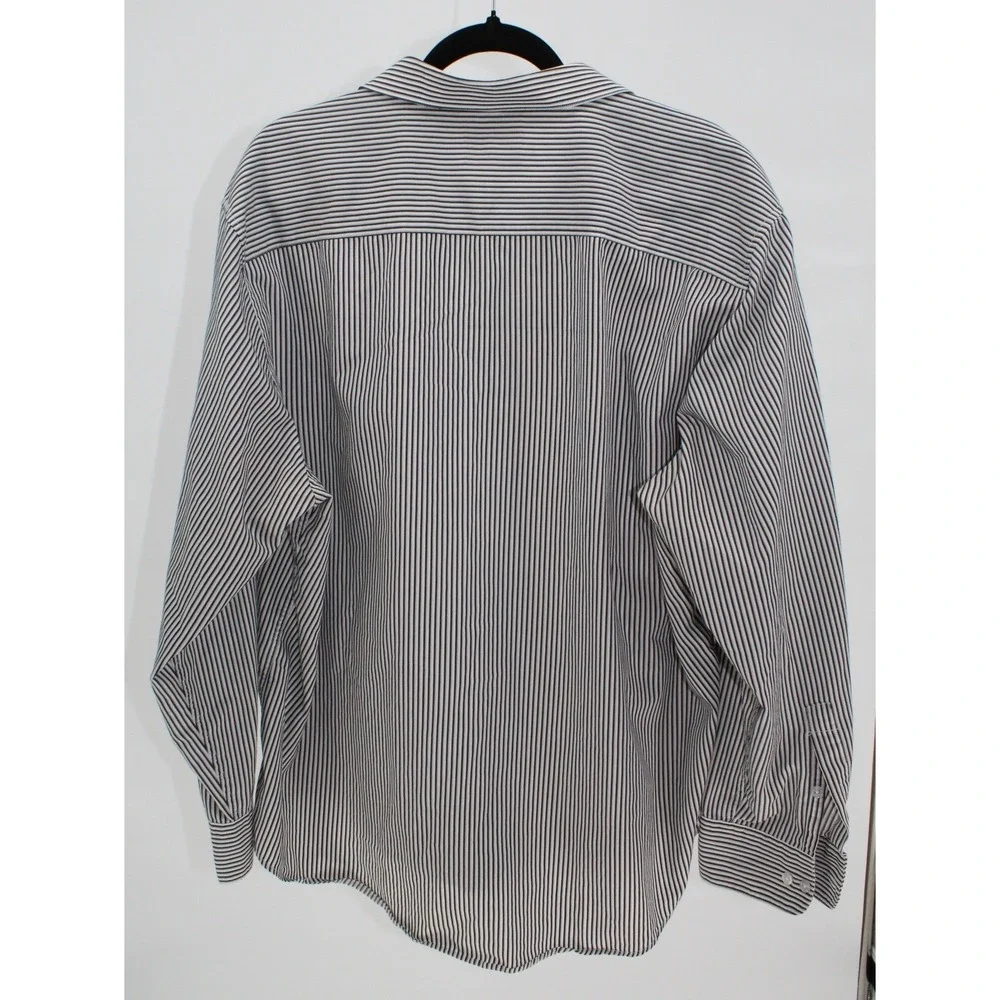 Alfani Fitted XXL $59 Black White Pinstripe Performance Button Front Dress Shirt - Picture 8 of 8